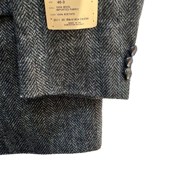 NWT Vintage Tweed Wool Sport Coat Jacket Men 46L Herringbone Gray Irvine Park - Picture 4 of 11